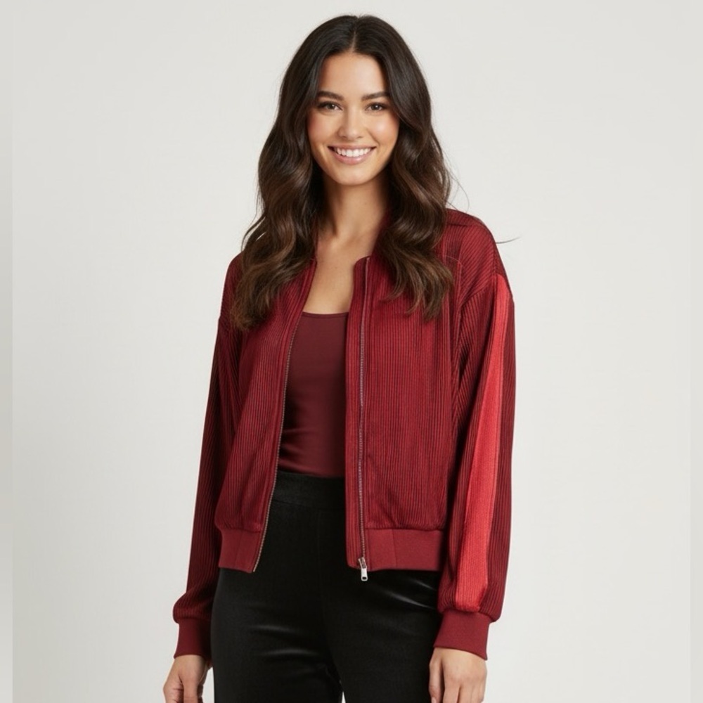 Aritzia Golden TNA NEW Bailer Pleated Oversize Balloon Track Bomber Jacket Satin